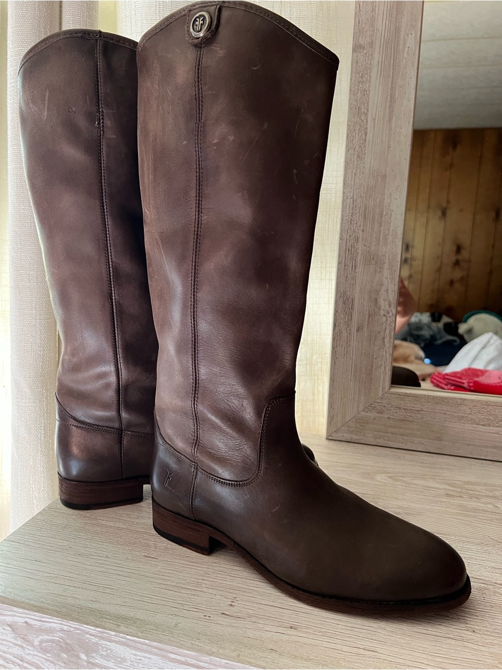 Frye Melissa Button Tall Leather Riding Boots